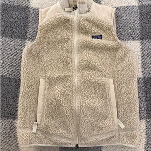Patagonia Cream Sherpa Vest with Logo Patch
